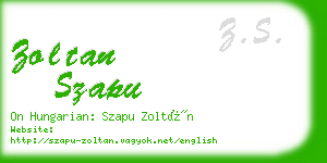 zoltan szapu business card